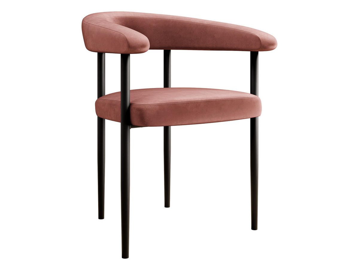 POLSTERSTUHL Aria - Schwarz/Rosa, Textil/Metall (61/73/56cm) - MIRJAN24