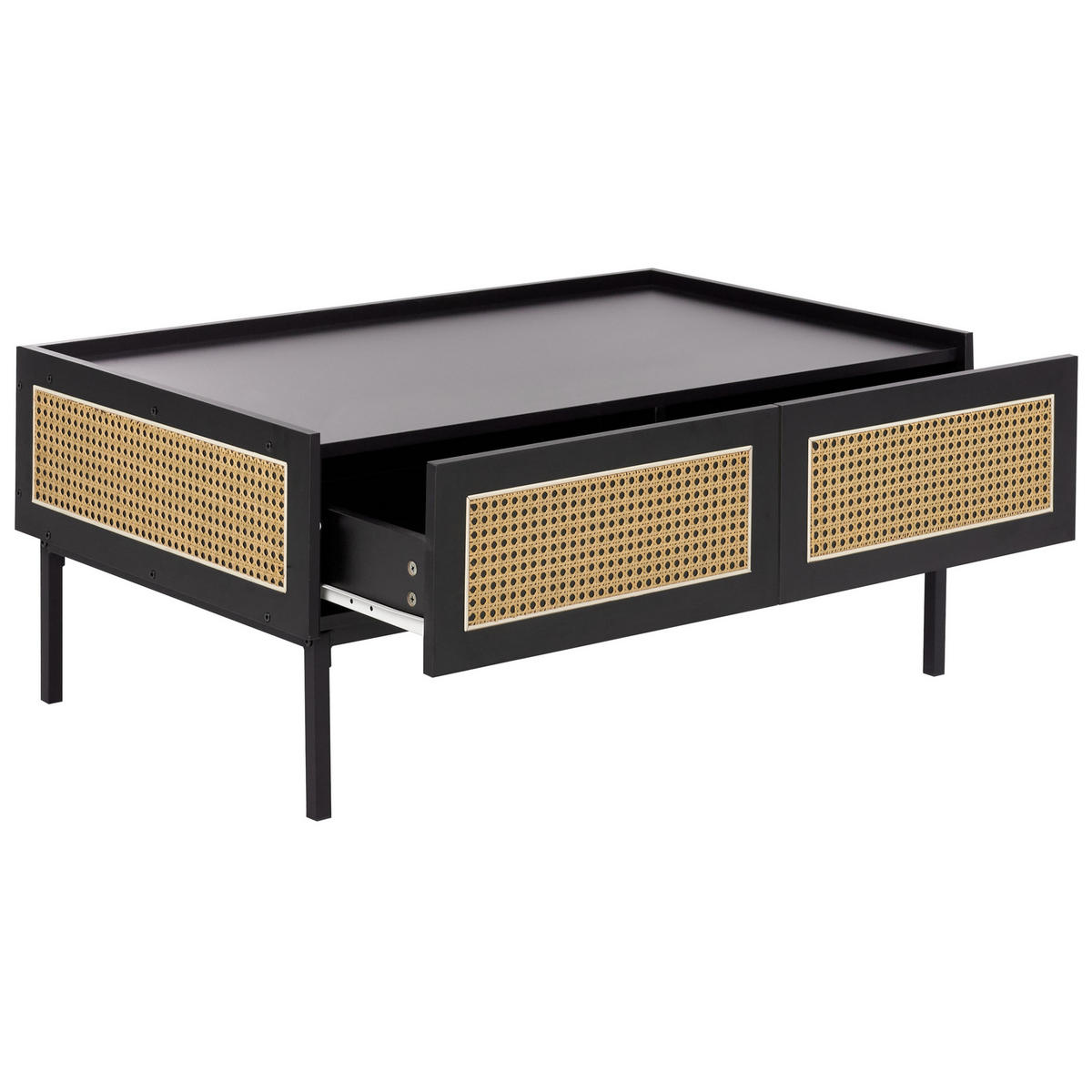 COUCHTISCH Schwarz/Heller Holzfarbton Cullen - Hellbraun/Schwarz, Holzwerkstoff (97/57/42cm) - Beliani