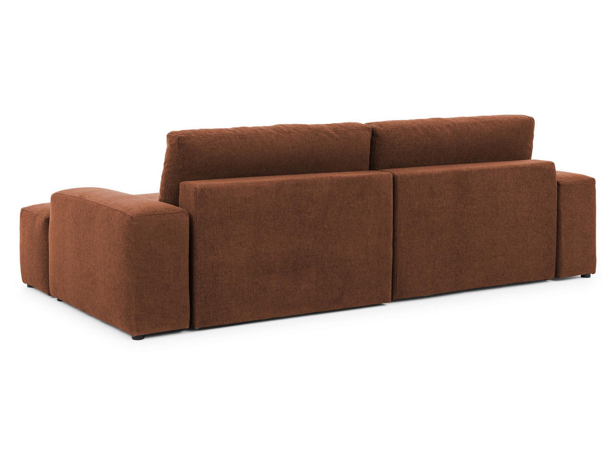 ECKSOFA Lennon aus Braun Strukturstoff mit Schlaffunktion und Bettkasten - Schwarz/Braun, Holz/Kunststoff (264/137cm) - S-Style