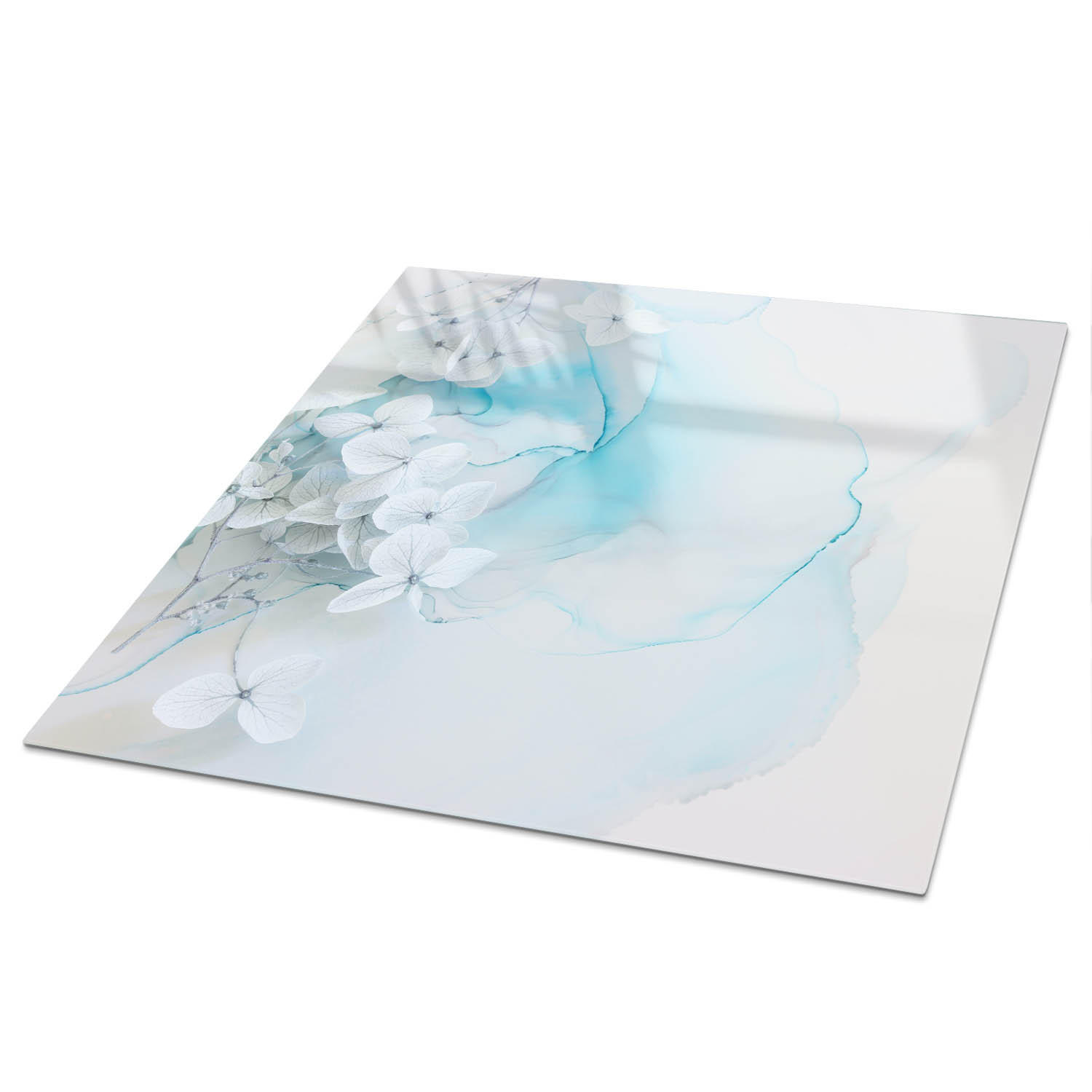 TISCHPLATTE 50x50 cm – Abstrakte Blumen - Weiß, Glas (0.4/50/50cm) - Wallfluent