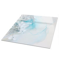 TISCHPLATTE 50x50 cm – Abstrakte Blumen - Weiß, Glas (0.4/50/50cm) - Wallfluent