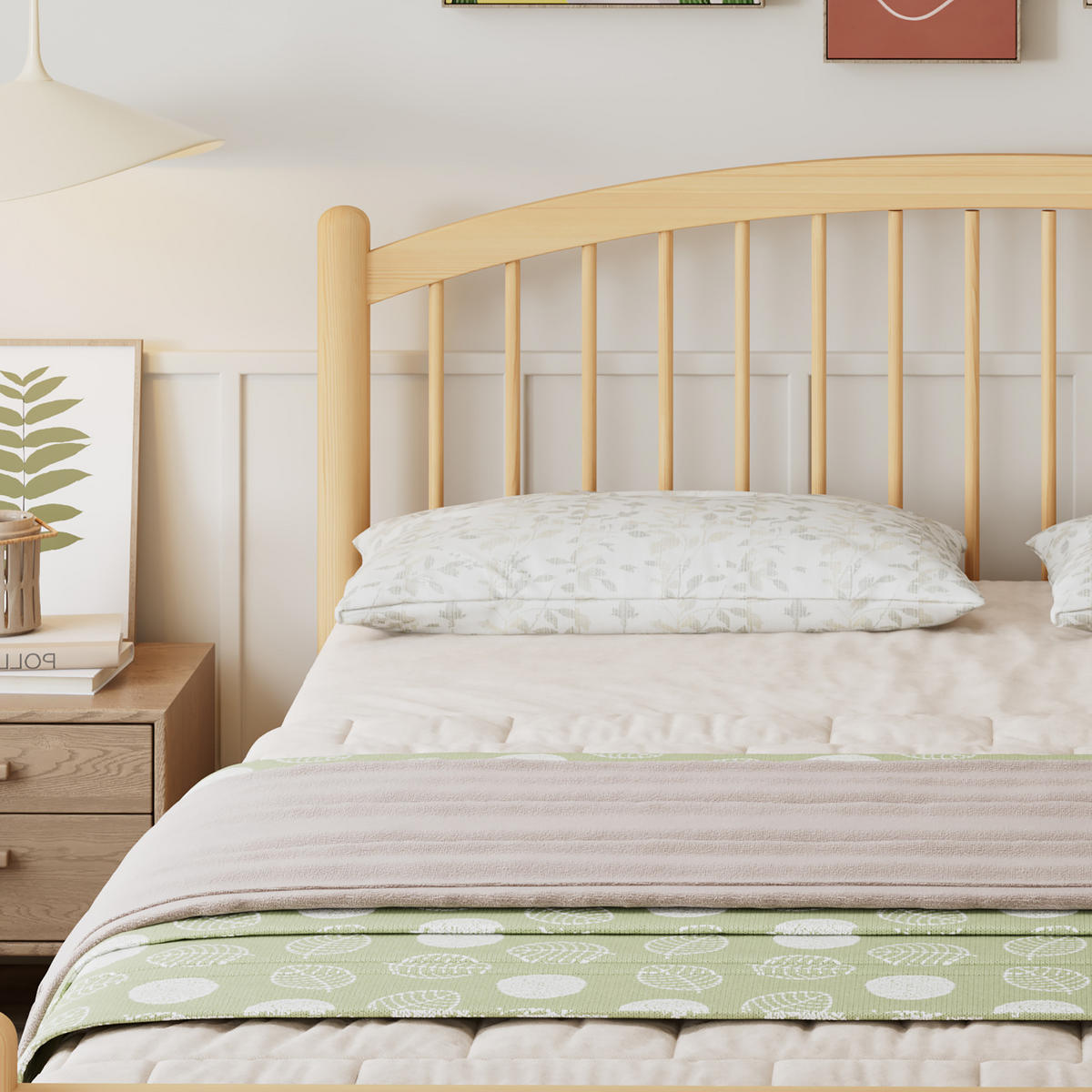 BETT 140/200 cm in Beige & Natur Massivholz mit Lattenrost Gitter-design - Naturfarben, Holzwerkstoff (140/200cm) - STILVORA