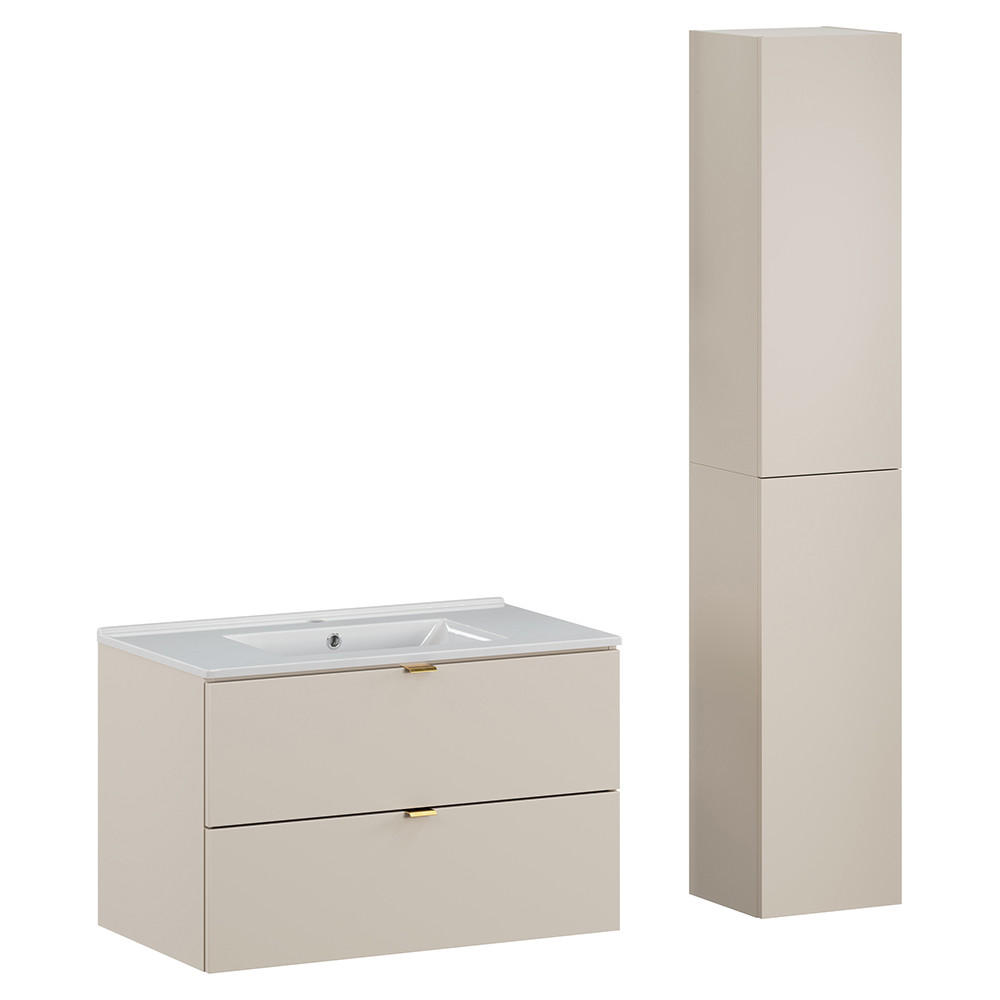 BADMÖBEL-SET 2-TLG. Durango-56 - Beige, Holzwerkstoff (140/190/47cm) - Lomado