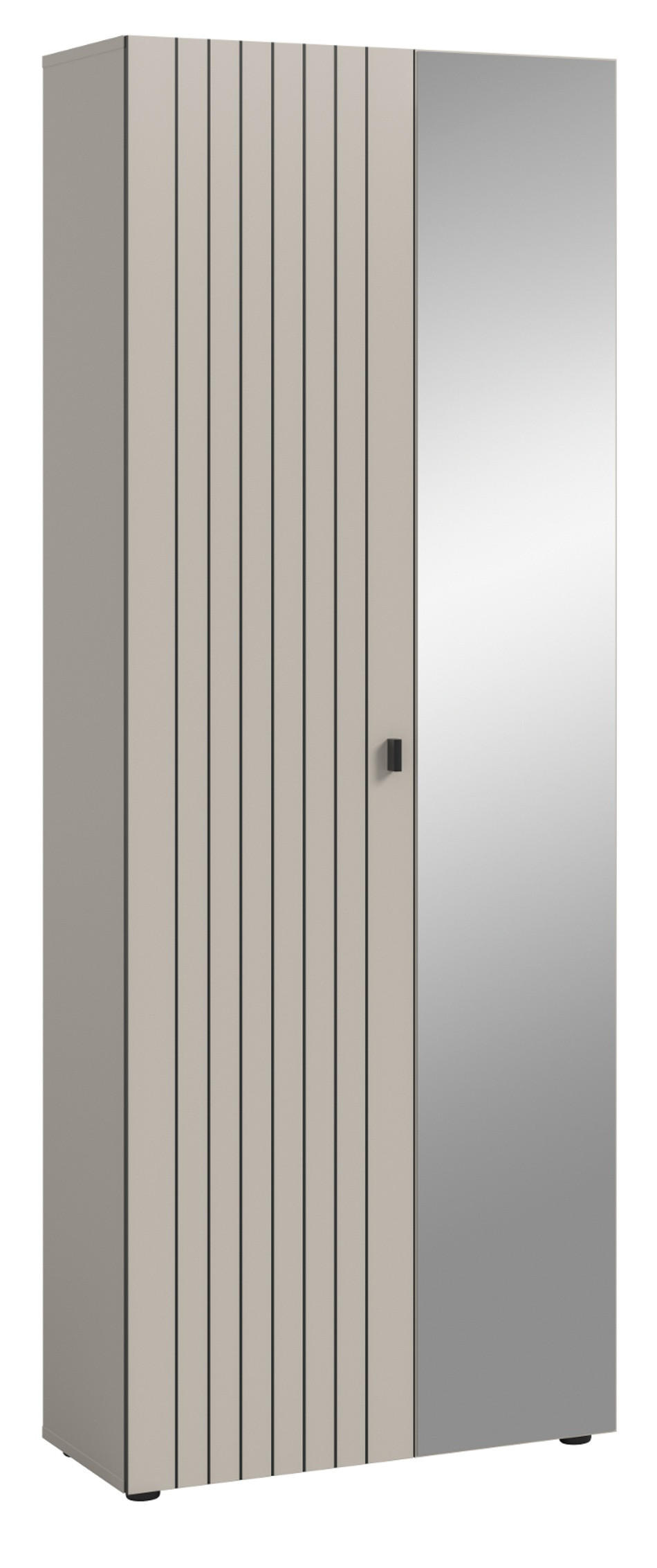 GARDEROBENSCHRANK Kaschmir 70 x 192 cm, Schuhschrank mit variabler Inneneinteilung - Kaschmir/Schwarz, Glas/Holzwerkstoff (70/192/37cm) - Inn.Furn
