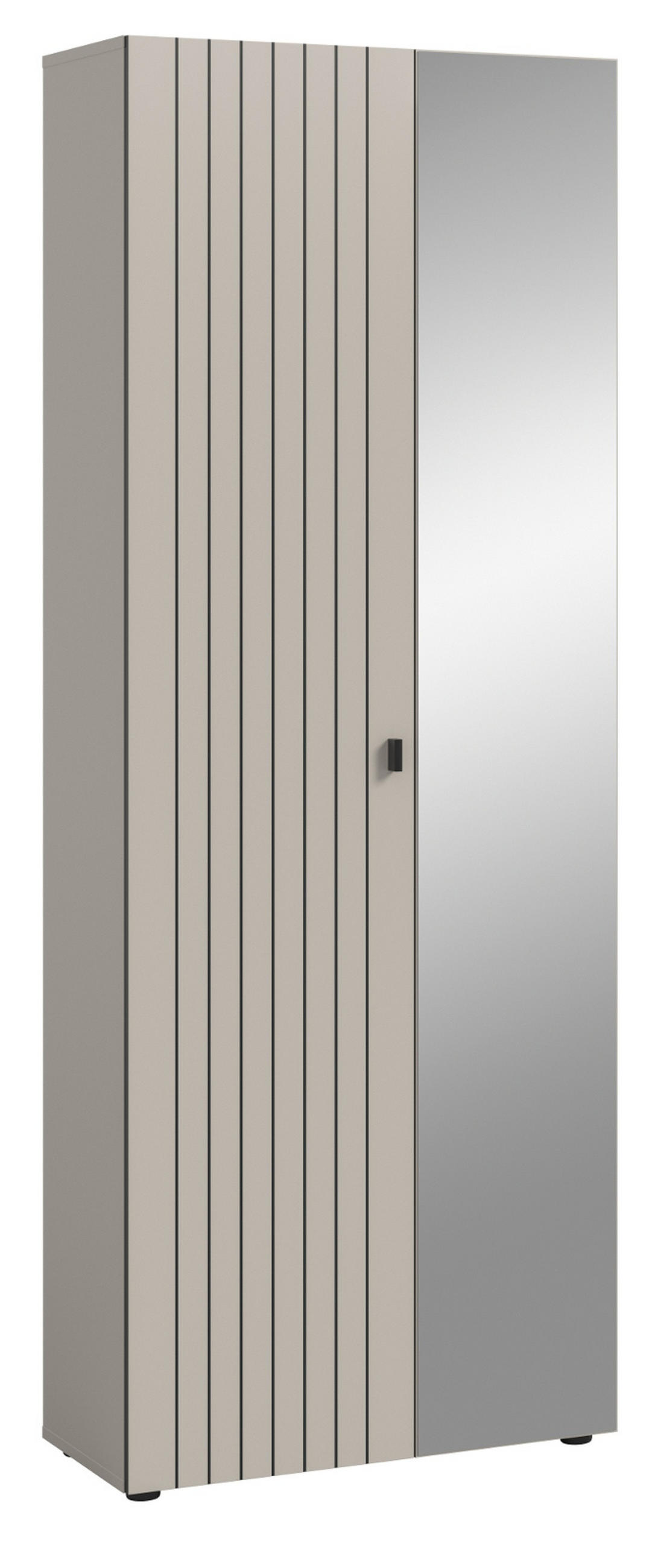 GARDEROBENSCHRANK Kaschmir 70 x 192 cm, Schuhschrank mit variabler Inneneinteilung - Kaschmir/Schwarz, Glas/Holzwerkstoff (70/192/37cm) - Inn.Furn