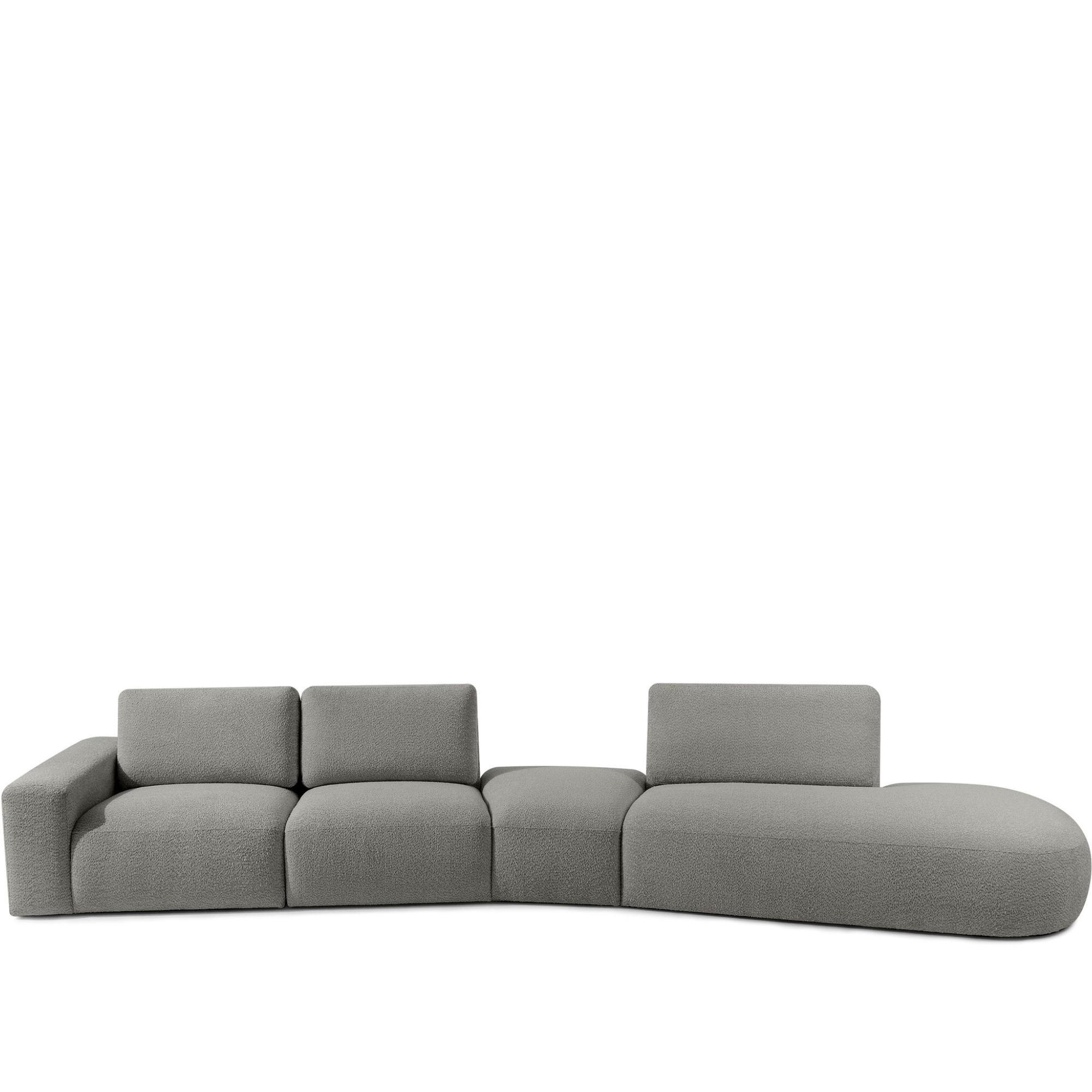 5-SITZER ECKSOFA ZUCCO Boucle rechts, Grau - Grau, Textil (430/84/105cm) - KONSIMO®