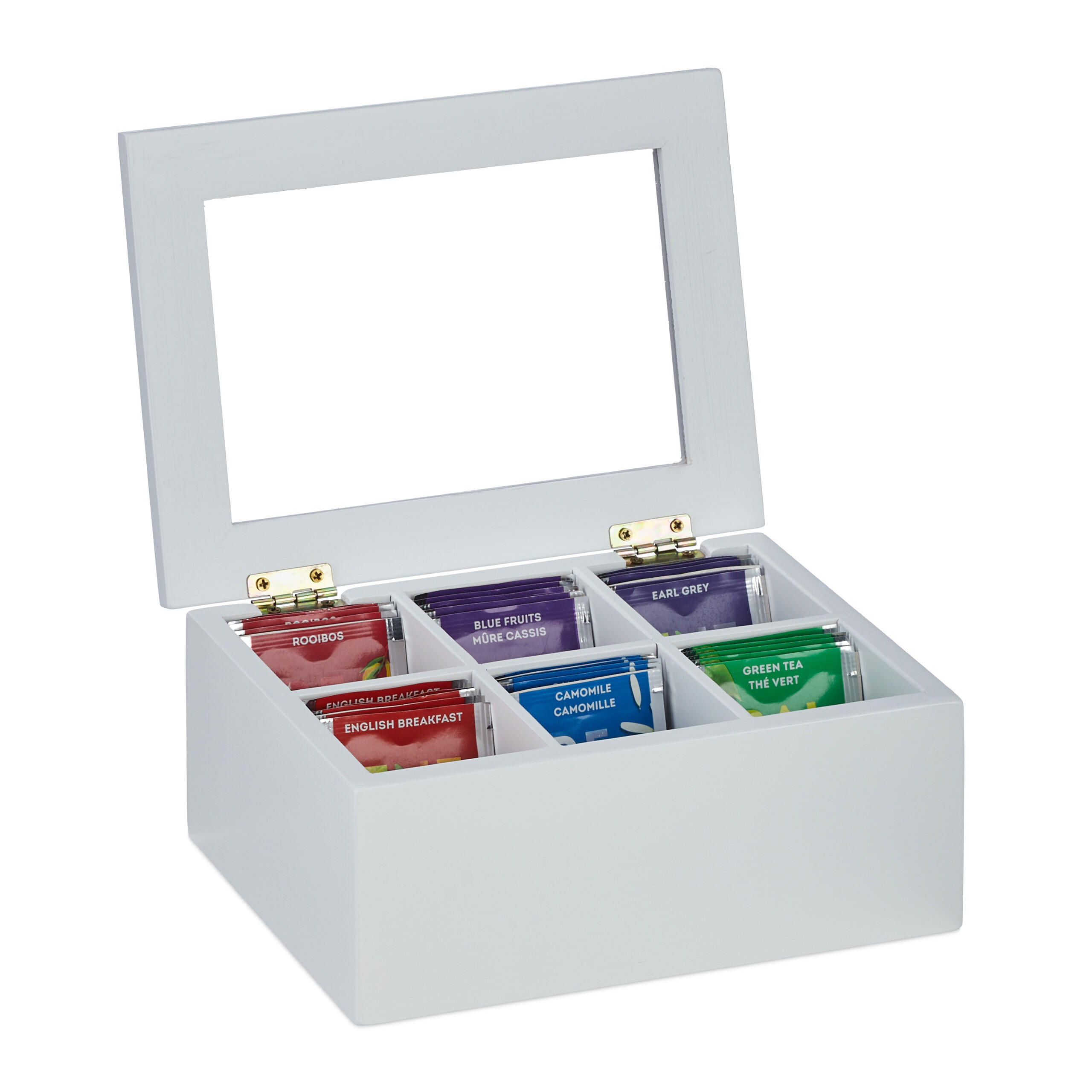 TEEBOX - Weiß, Holz/Kunststoff (21.5/9/16cm) - Relaxdays