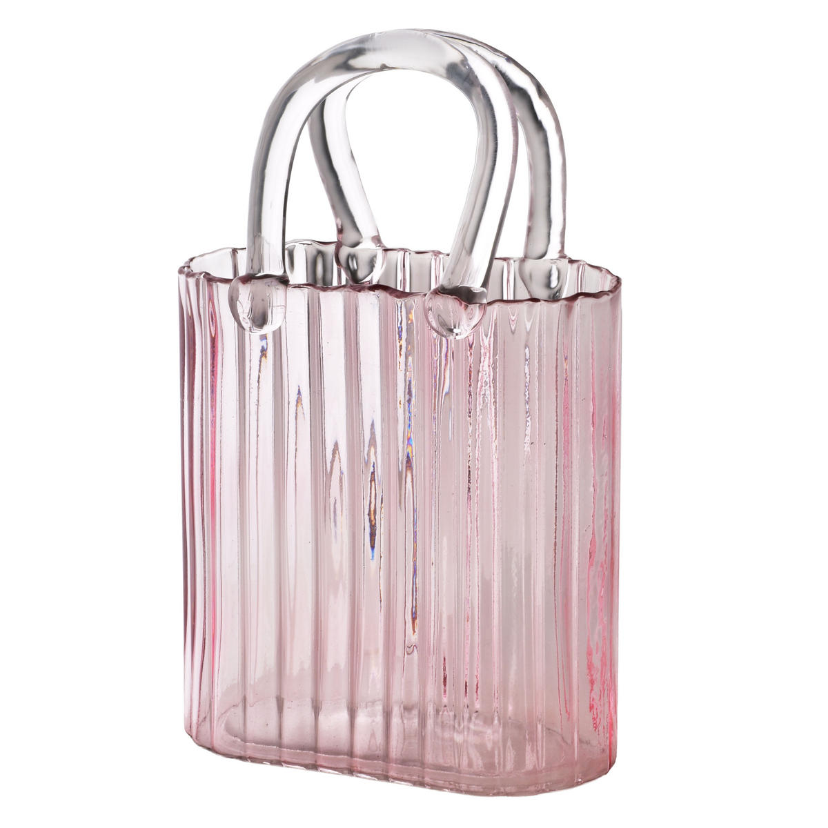 VÁZA Serenite Bag, sklo, transparentní - růžová, sklo (29cm) - Mondex
