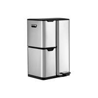 TRETABFALLEIMER aus Edelstahl - 3 Behälter - 60 l - DUMEO - Silberfarben, Metall (46.7/71.9/39cm) - Vente-Unique