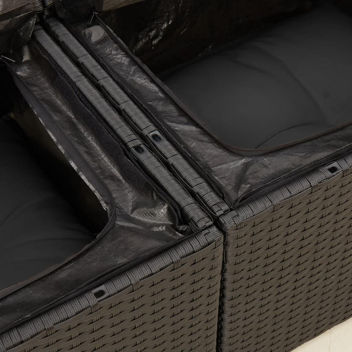 GARTENSOFA Mit Kissen 2-Sitzer Schwarz Poly Rattan - Schwarz, Kunststoff (124/69/62cm) - vidaXL