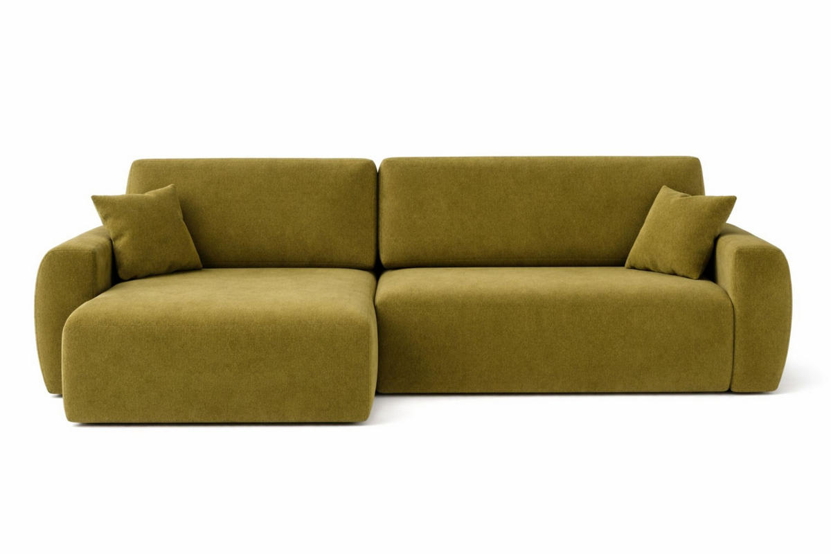 ECKSOFA Mit Schlaffunktion, Ariel XL, Velours, Stoff Salvador, Olive, Links - Olivgrün, Holz (280/142cm) - Kaiser Möbel