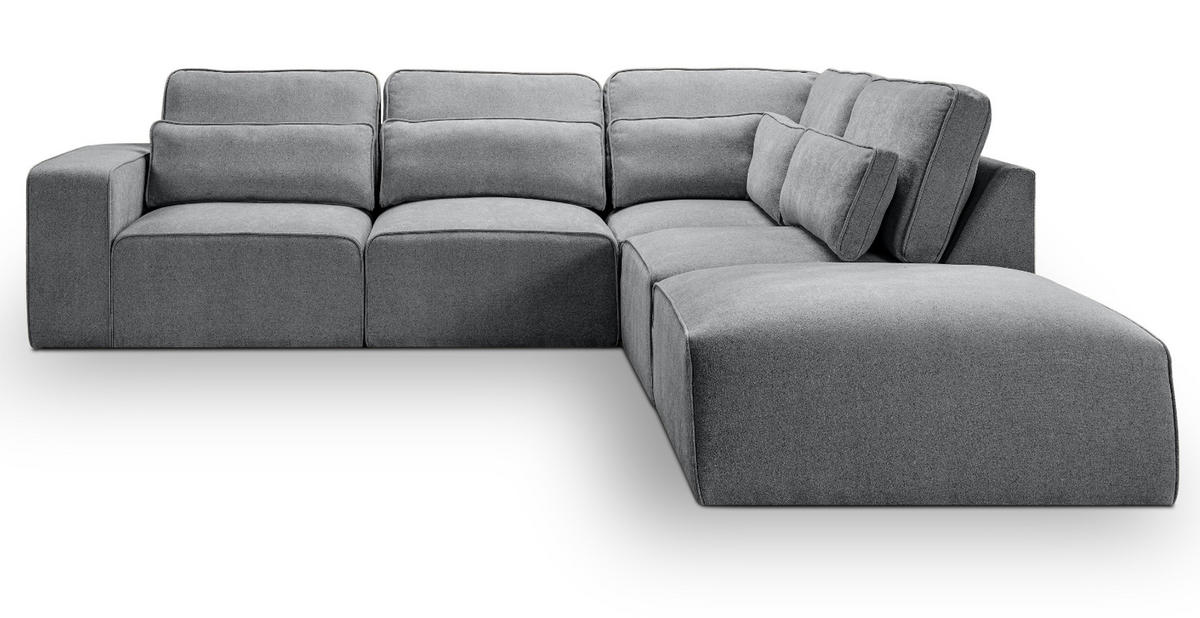 ECKSOFA grau Webstoff, Sofa 305 x 281 cm, L-Sofa rechts - Blau/Grau, Holz/Textil (305/281cm) - Inn.Furn
