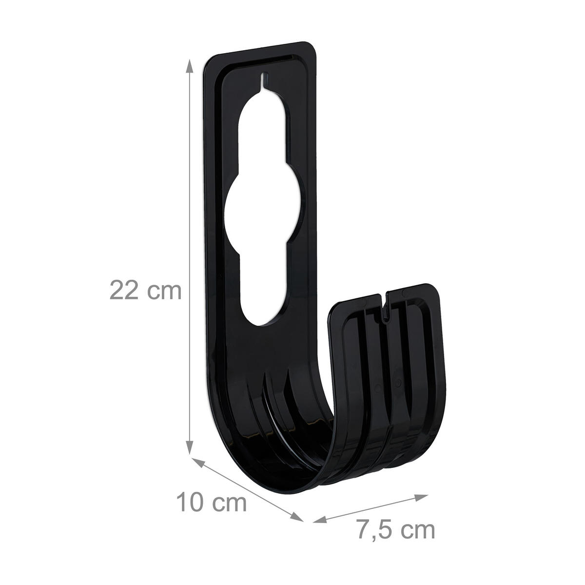 4xSCHLAUCHHALTER - Schwarz, Kunststoff (7.5/22/10cm) - Relaxdays