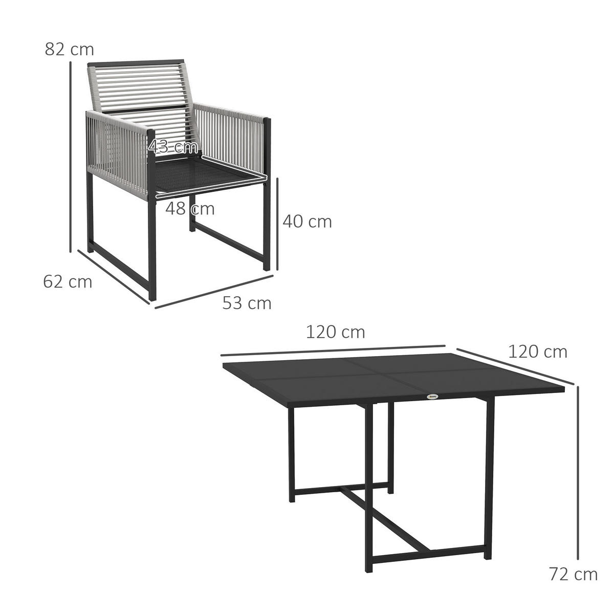 SITZGRUPPE, Schwarz, Stahl - Schwarz, Metall - Outsunny
