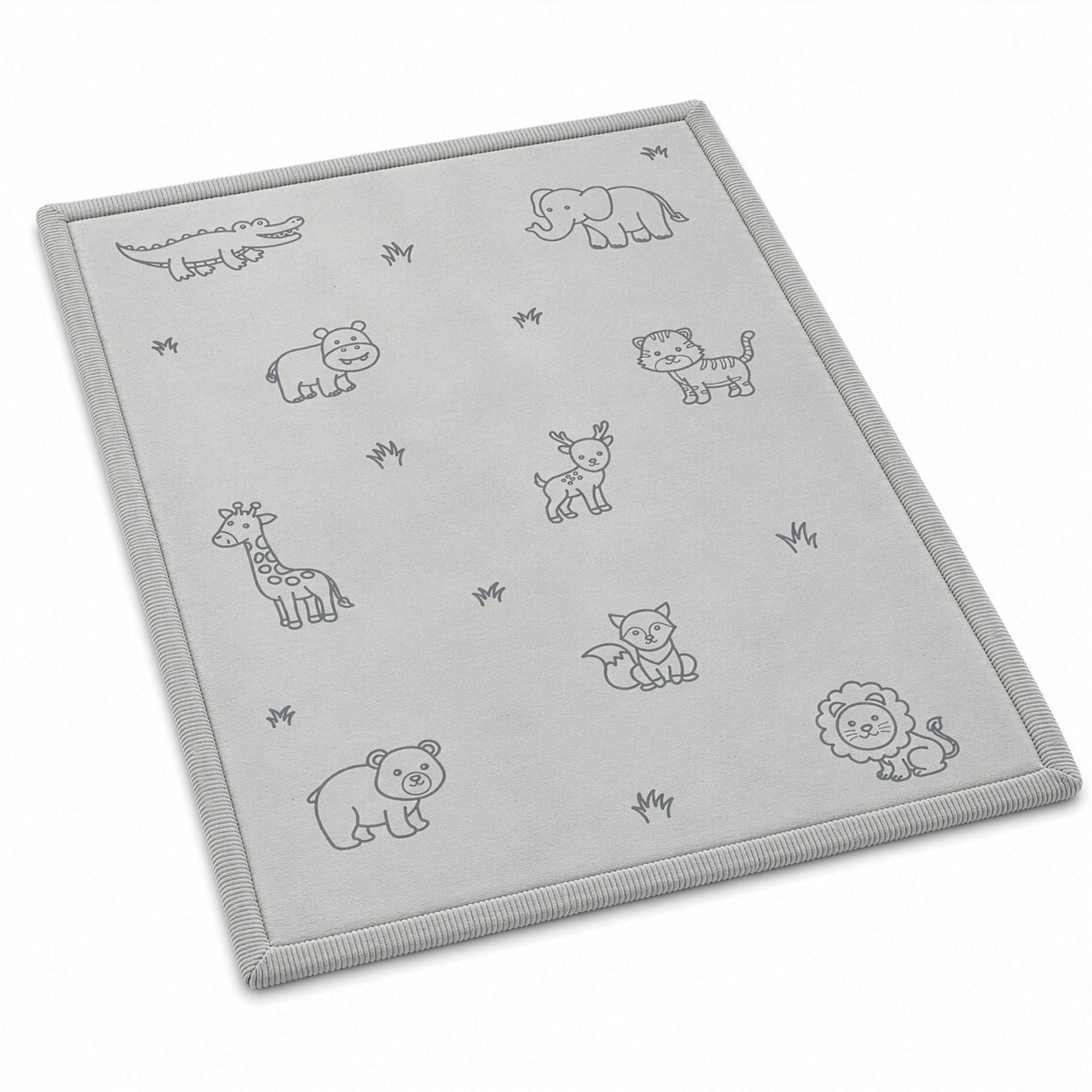 KRABBELTEPPICH samtweich und kuschelig "Zoo" 120x170cm - Grau, Textil (120/170cm) - Sanosoft