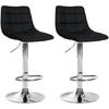BARHOCKER 2er Set Lederlook schwarz - Chromfarben/Schwarz, Textil/Metall (43/87/46.5cm) - CLP