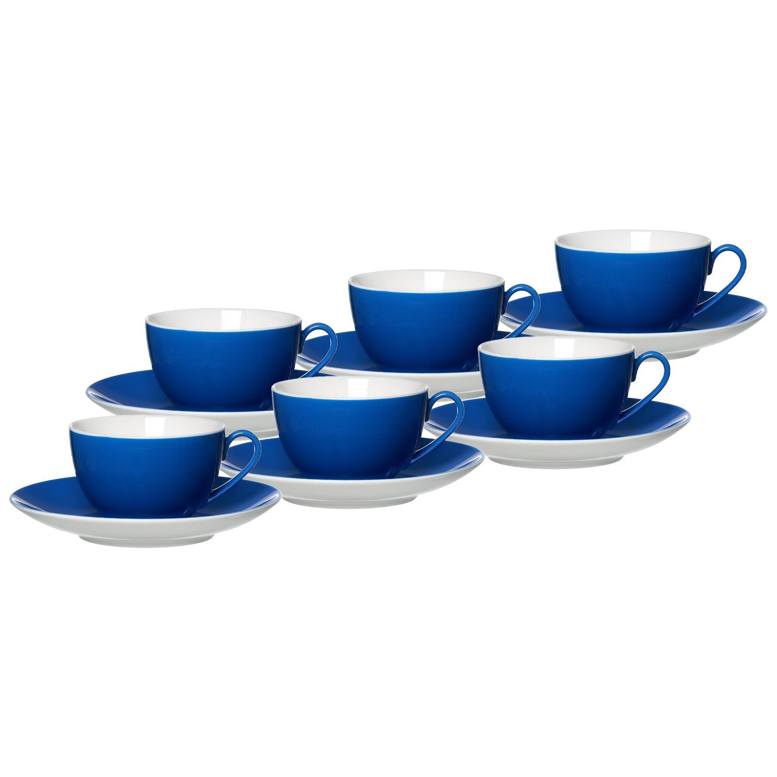 KAFFEETASSEN MIT UNTERTASSEN Doppio Indigo Blau 200 ml 6er Set - Blau, Keramik (16/8/16cm) - Ritzenhoff Breker