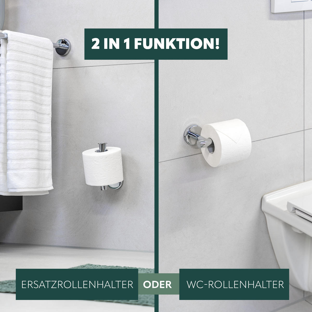 TOILETTENPAPIERHALTER LUCENTE (2er Set), Edelstahl - Chromfarben, Metall (15.5/11/6cm) - bremermann