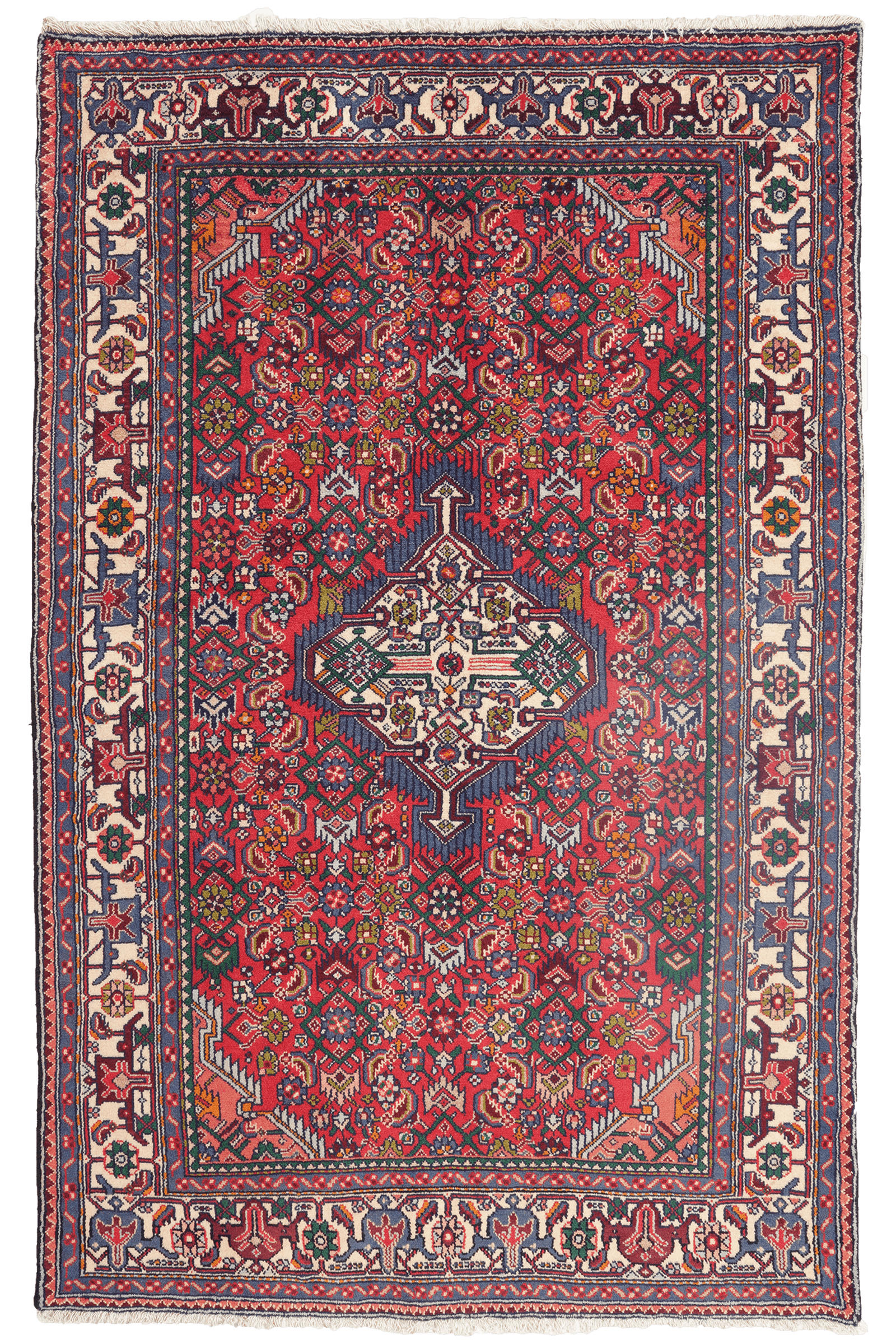 ORIENTTEPPICH handgeknüpft Assadabad Rot 190/122 cm Schurwolle - Rot, Textil (122/190cm) - Looma