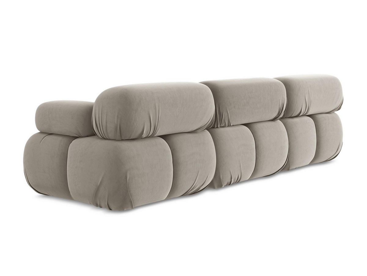 3-SITZER SOFA Samt Stoff Grau - Taupe/Lila, Kunststoff/Textil (285/70/96cm) - Makamii