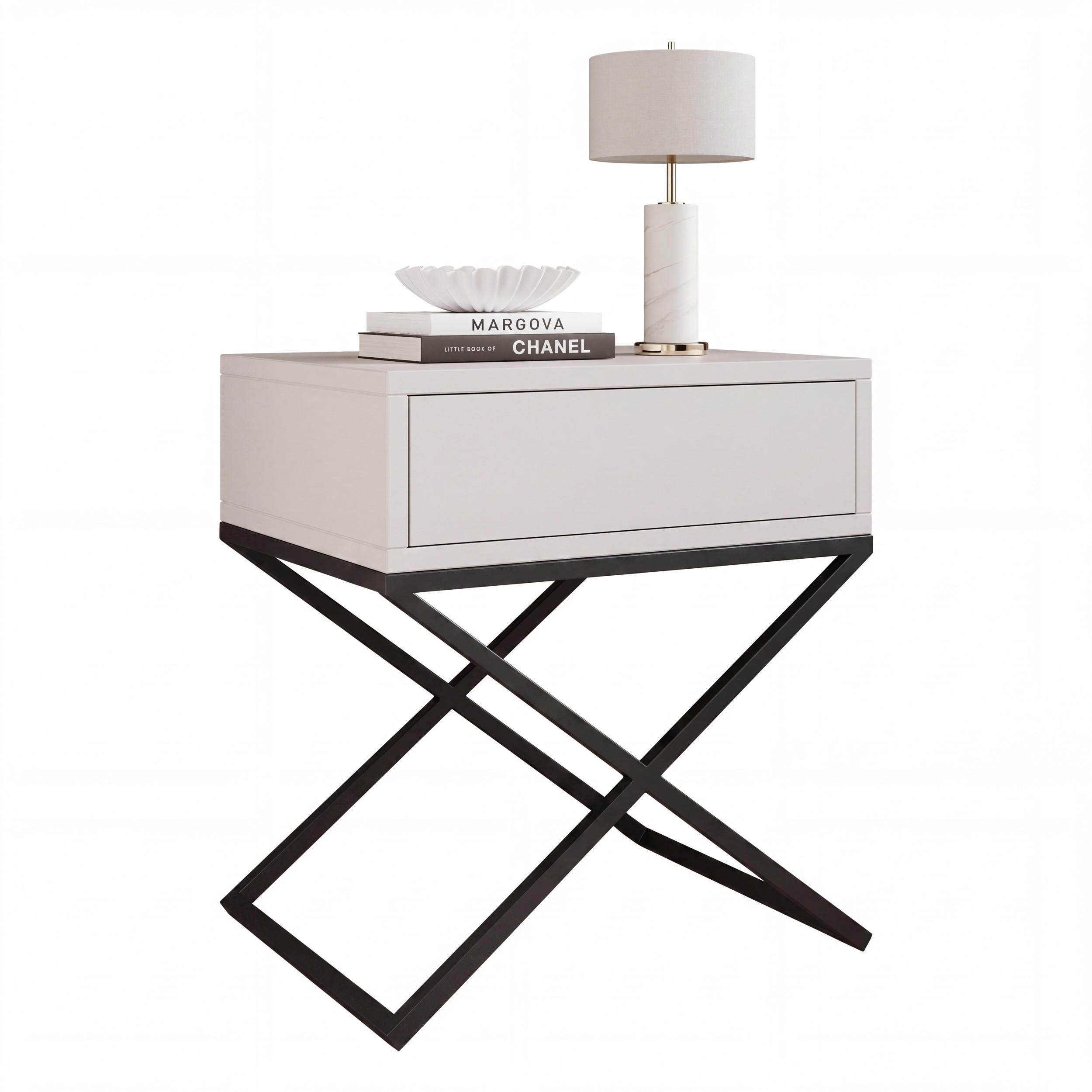 NACHTSCHRANK KSENO mit Schublade, 45/35/50 cm, Schwarz / Kaschmir - Kaschmir/Schwarz, Holzwerkstoff/Metall (45/50/35cm) - Idohome