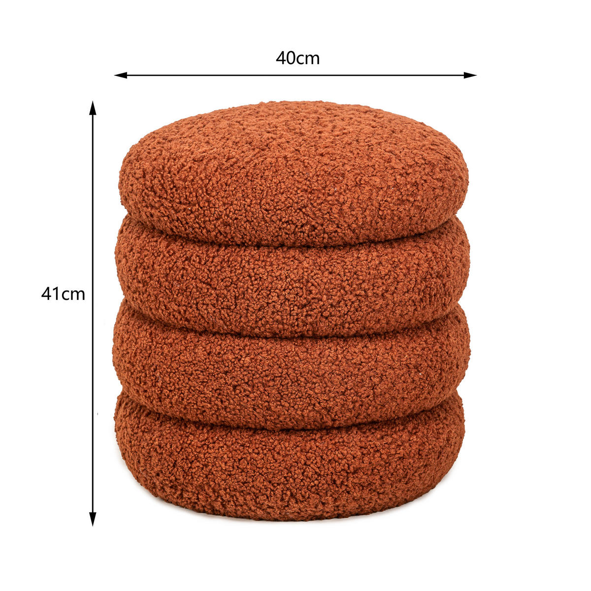POUF Wolle Terrakotta - Rot, Textil (40/41/40cm) - Nordlys