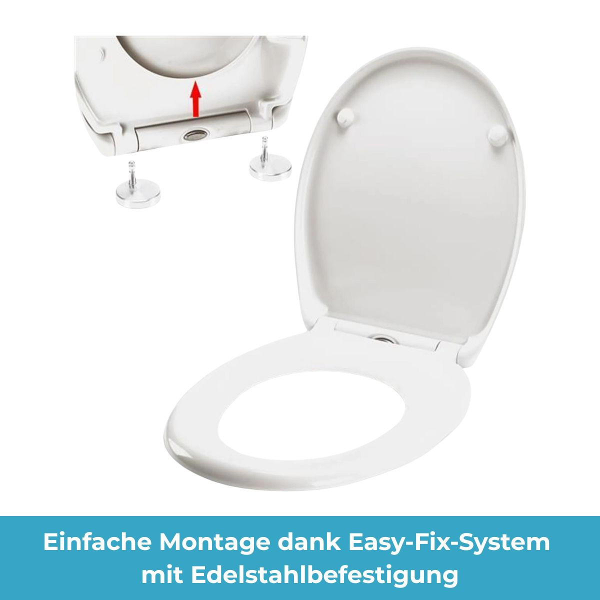 WC-SITZ Duroplast mit Absenkautomatik & Easy-Fix Clip-System - Weiß, Kunststoff (37/3/44cm) - eVendix