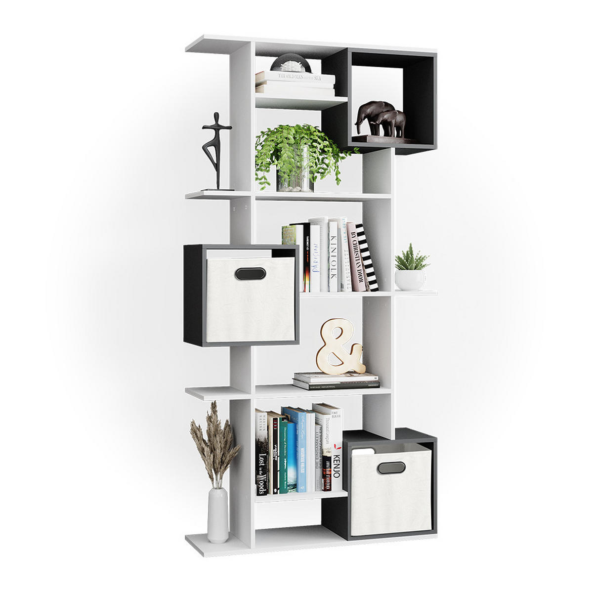 RAUMTEILER Cube Weiß/Anthrazit 92 x 187.7 cm - Anthrazit/Weiß, Holzwerkstoff (92/187.7/29cm) - Vicco