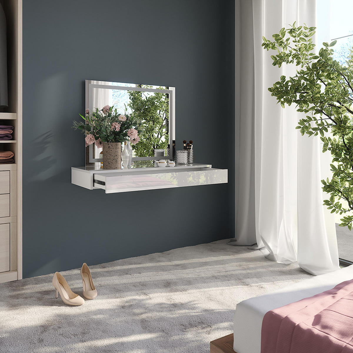 TOALETNÍ STOLEK Sherry Bílá - bílá, kompozitní dřevo (100/12/40.1cm) - Vicco