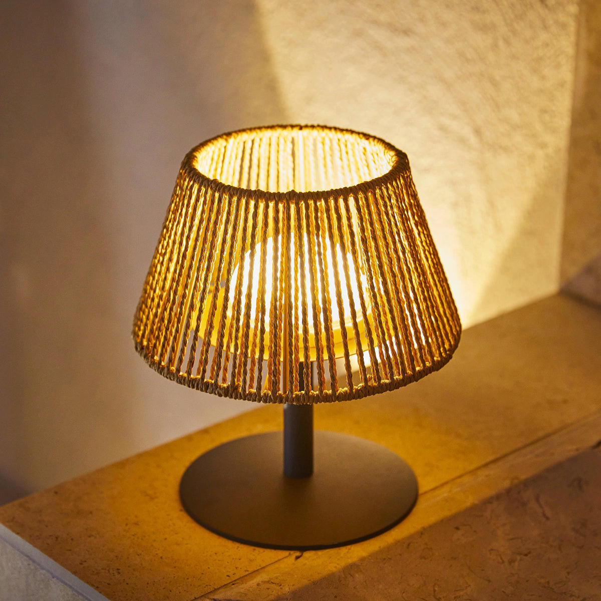 TISCHLAMPE STANDY MINI beige - Beige, Naturmaterialien (20/20/22cm) - Lumisky