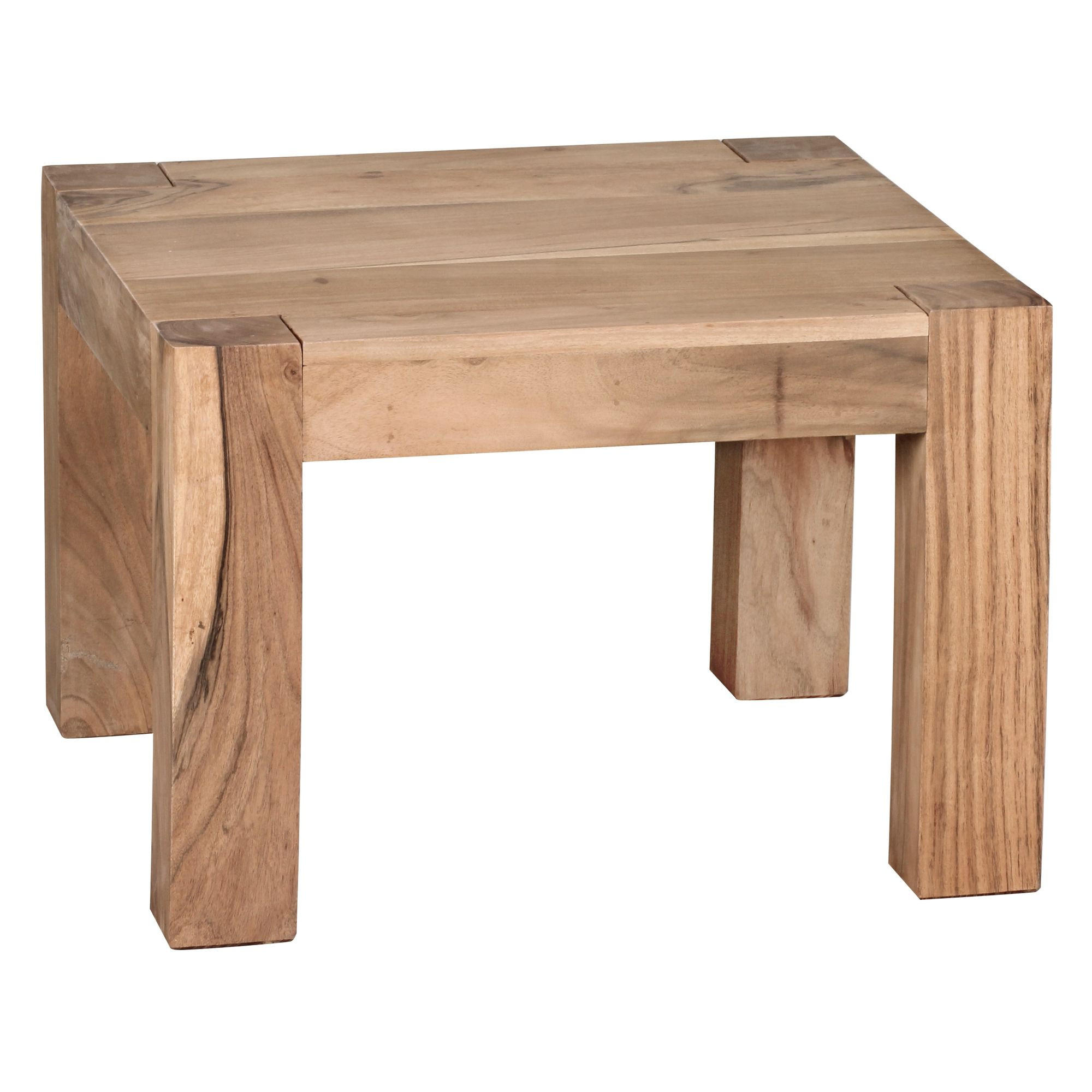 COUCHTISCH aus Akazienholz, rustikal, quadratisch, handgefertigt, Beige 60x60x40 cm - Beige, Holz (60/60/40cm) - KADIMA DESIGN