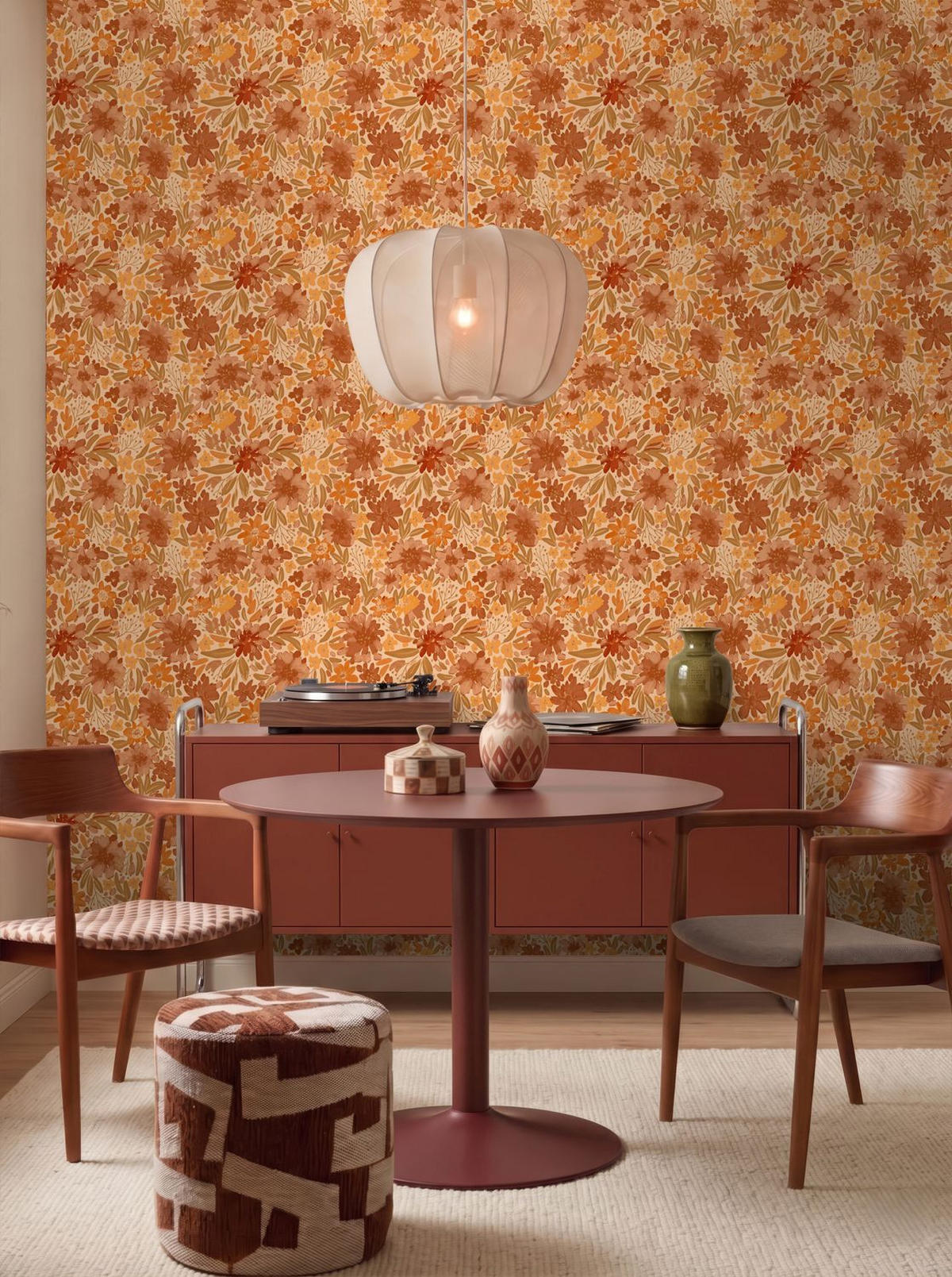 TAPETE Blumen 50 x 900 cm - Terracotta, Papier (50/900cm) - ESTAhome