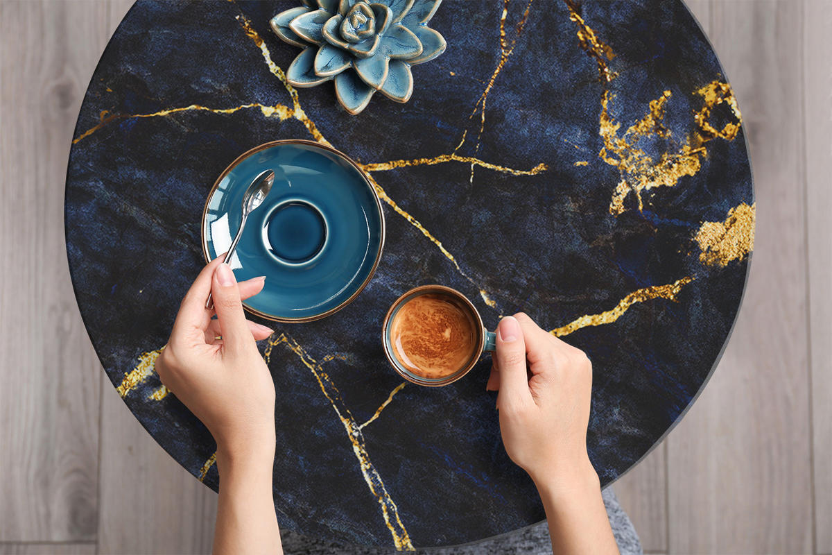 MÖBELAUFKLEBER 100x50 cm Blauer Marmor - Blau, Kunststoff (100/50/50cm) - TULUP