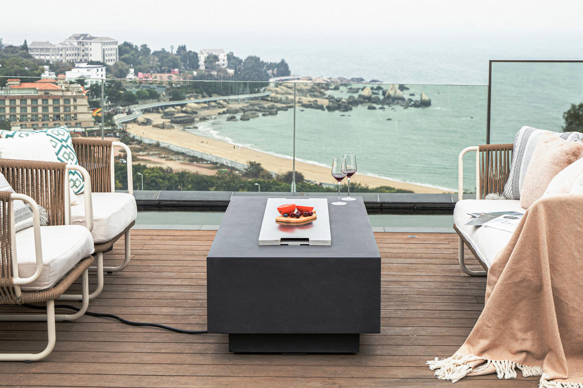 GRANVILLE Feuerstelle - Dunkelgrau, Stein (70/43/152cm) - Elementi