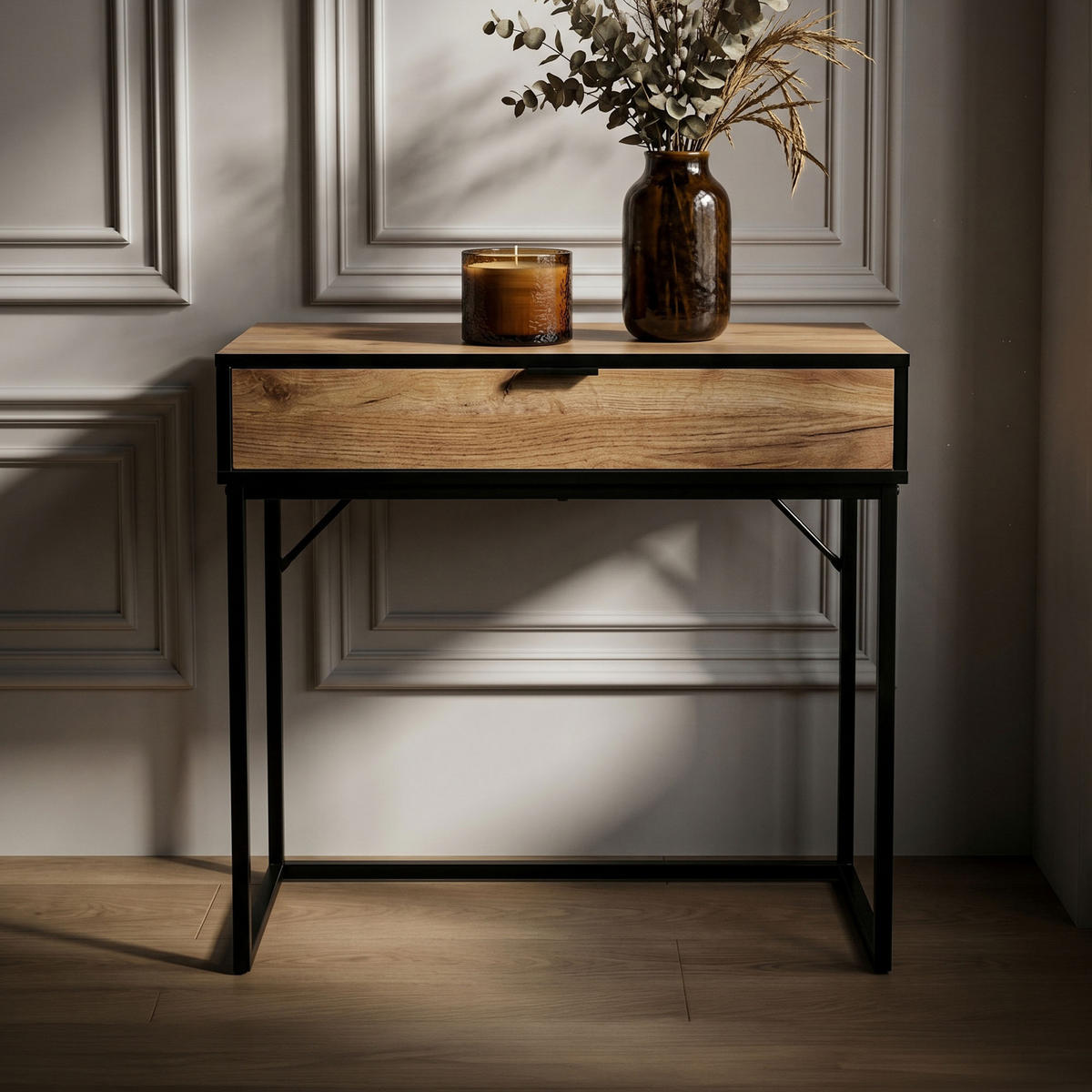 KONSOLENTISCH MODENA 80 cm Craft Eiche - Eichefarben/Schwarz, Holzwerkstoff (35/80/80cm) - Akord