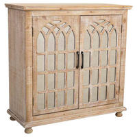 SIDEBOARD aus Holz und Glas mit 2 Türen 90x38x85 - Beige, Holz (90/85/38cm) - Wanderlust