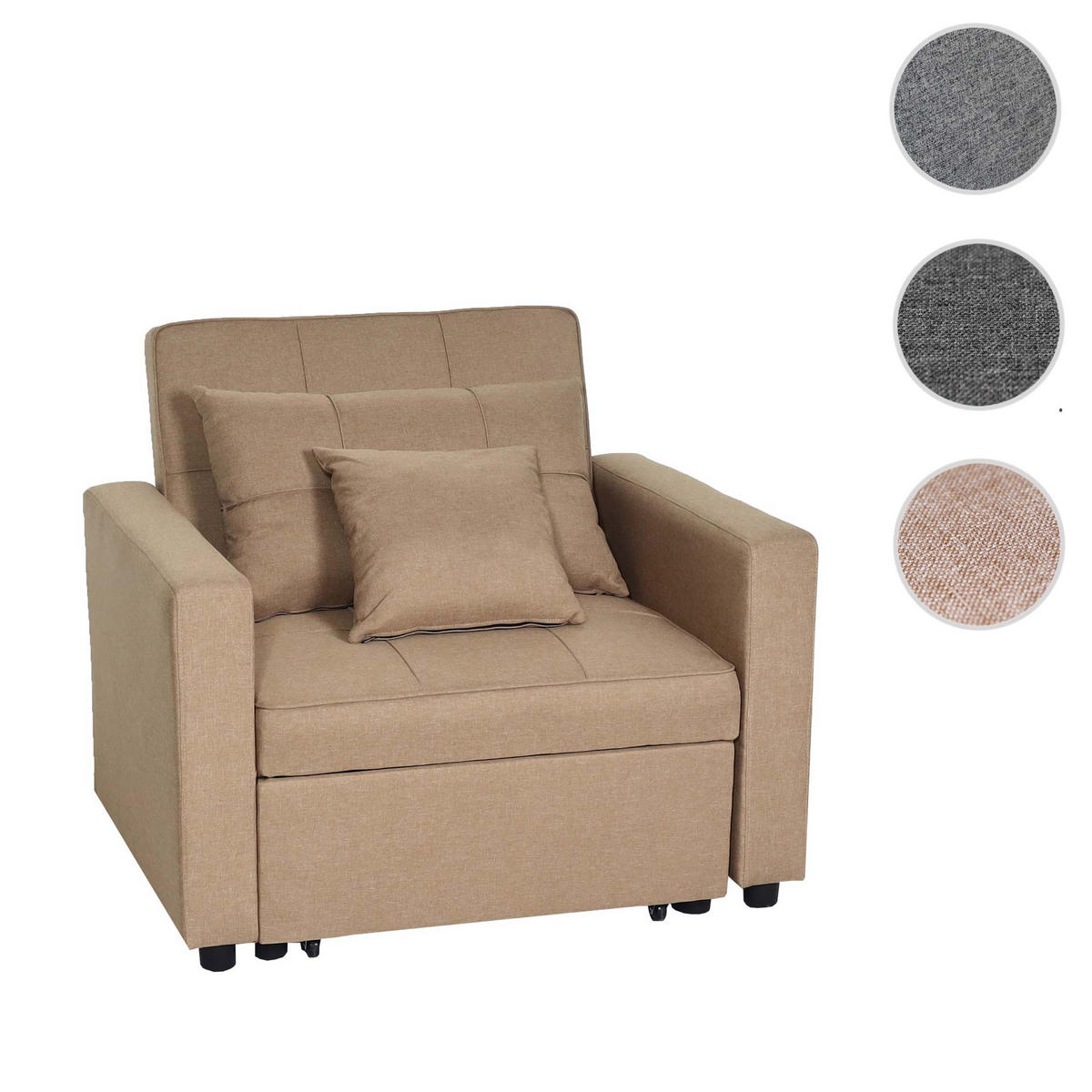 SCHLAFSESSEL taupe - Taupe, Textil (197/90/103cm) - MCW