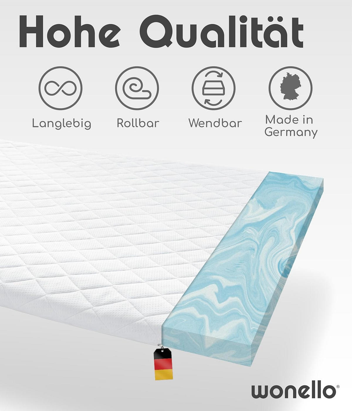 TOPPER GEL 180/200 cm Recharge - Weiß, Textil (180/200cm) - wonello