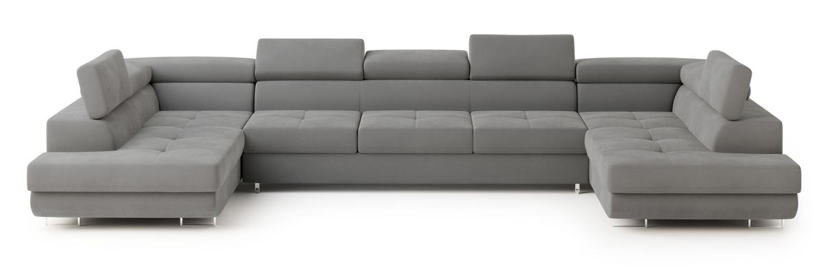 ROHOVÁ SEDAČKA ISOLANO šedá - šedá/stříbrná, kov/dřevo (408/202cm) - MASSENO