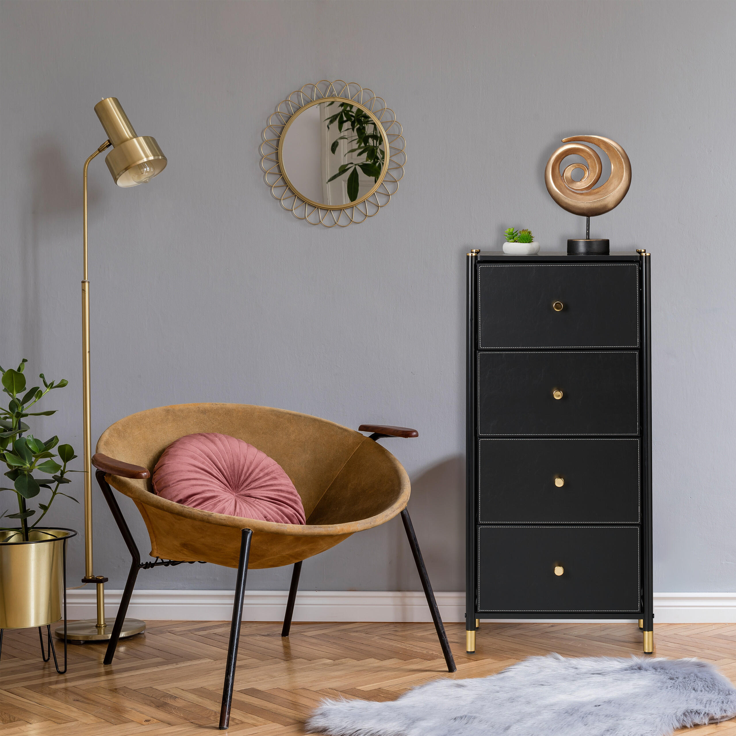 KOMMODE - Schwarz, Holzwerkstoff/Kunststoff (46/98.5/30cm) - Relaxdays