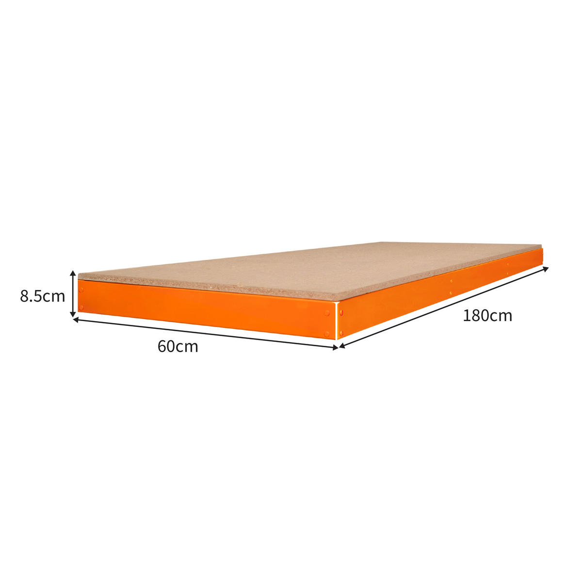 WERKBANK S-Rax Zusätzlicher Regalboden – 180cm x 60cm - Orange, Holzwerkstoff (180/8.5/60cm)