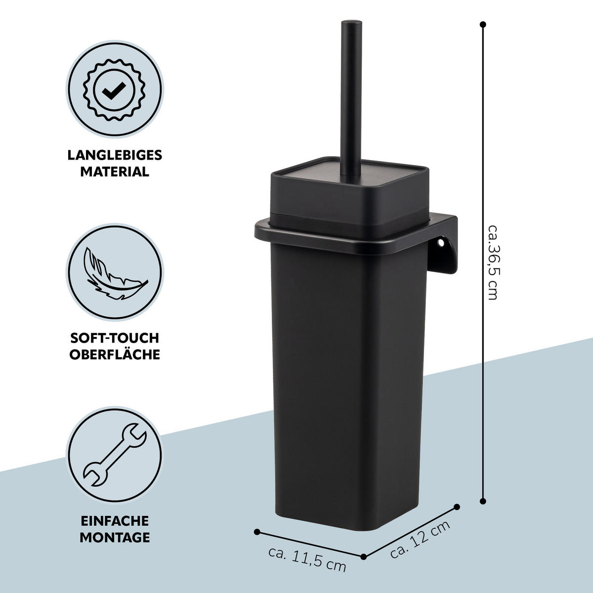 WC-GARNITUR SAVONA, schwarz, Kunststoff - Schwarz, Kunststoff (12/36.5/13cm) - bremermann