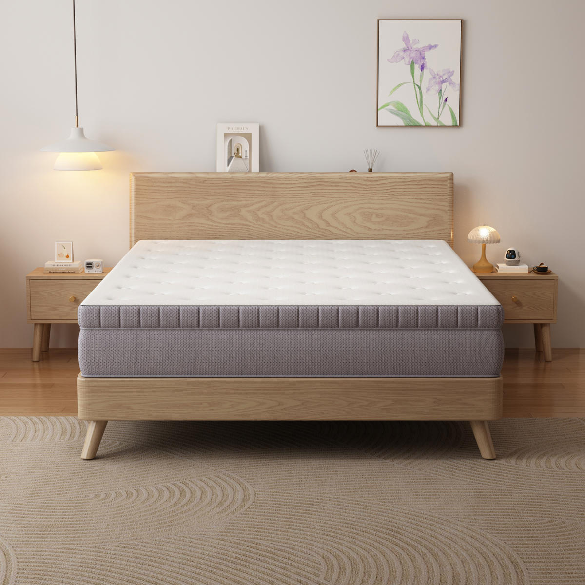 TASCHENFEDERKERNMATRATZE 140/200 cm Antikes Weiß, H3-Höhe: 25 cm - Weiß, Textil (140/200cm) - Oxeza