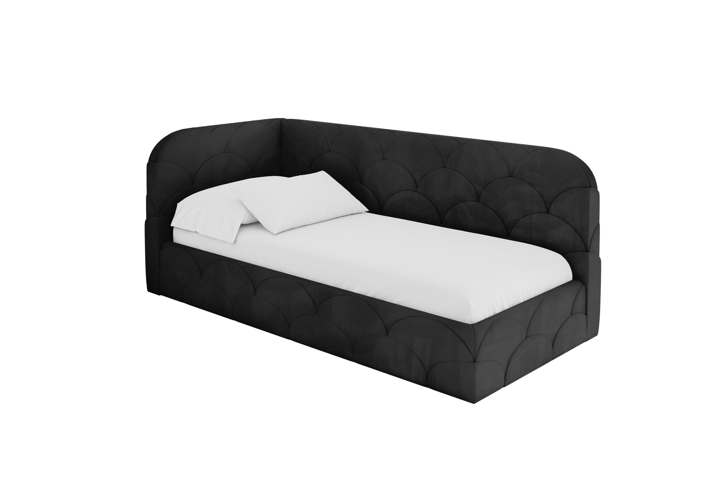 EINZELLBETT Jugendbett mit Bettkasten, Rechts - ELRY 90x200 Schwarz - Anthrazit, Holzwerkstoff/Textil (90/200cm) - ALTDECOR