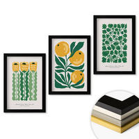 WANDBILDER 3er-Set - 20x30 cm Schwarzer Rahmen - Pflanzenmuster Blüten Blätter - Schwarz, Kunststoff (20/30cm) - ArtPrintCave