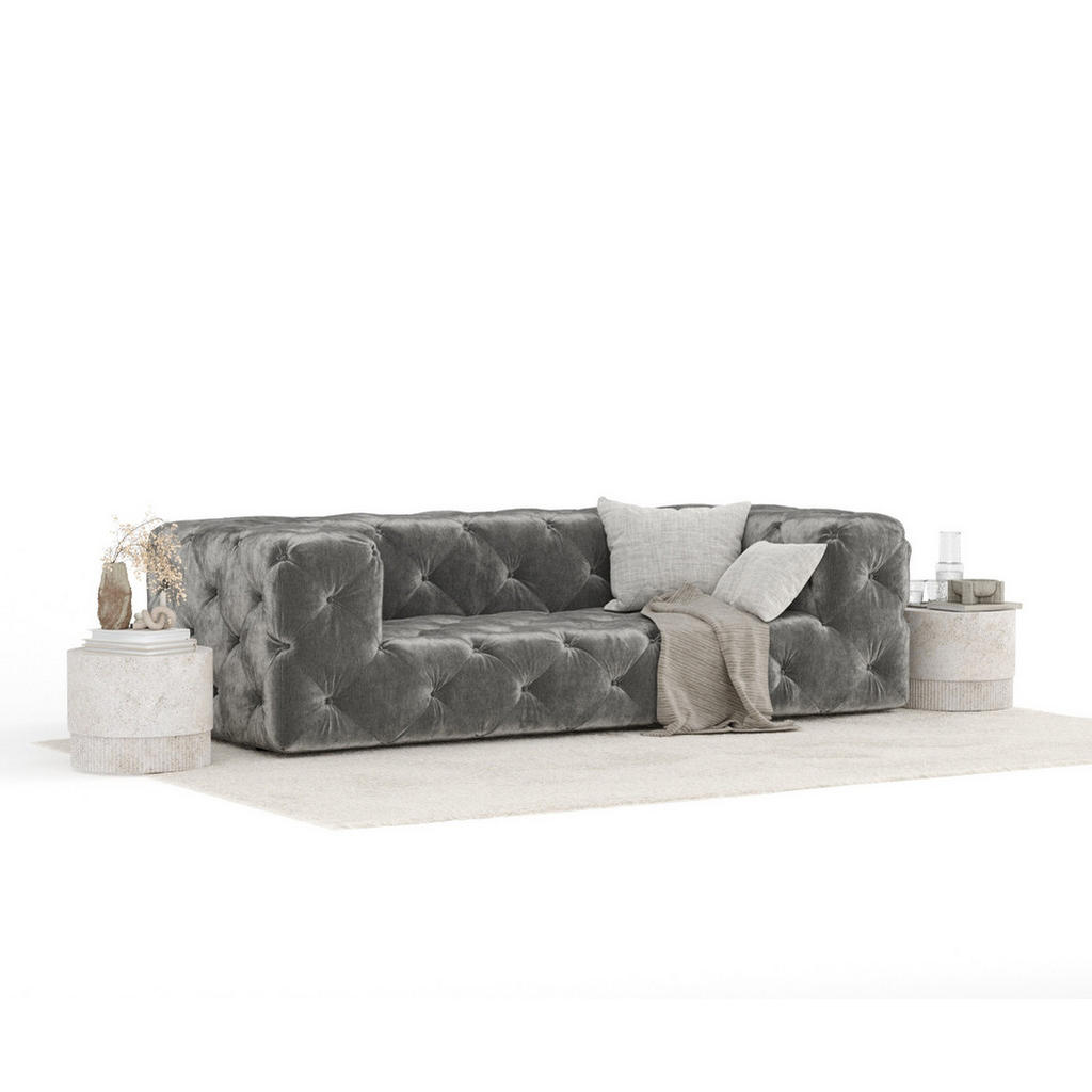 Thumbnail - Maison de Reve 3-Sitzer-Sofa, Grau, Textil, Füllung: Schaumstoff, Rechteckig, Rundrohr, 230x71x100 cm, Oeko-Tex® Standar...