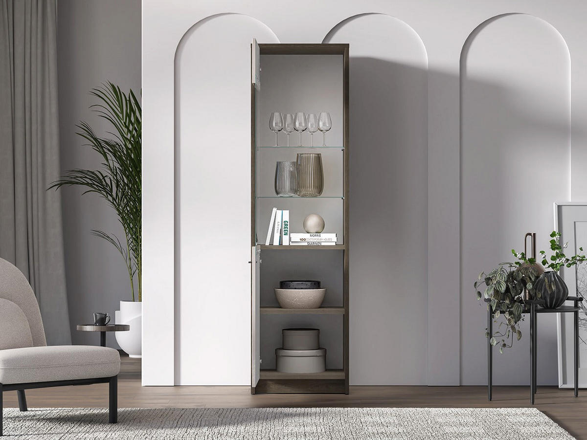VITRINE – 55 cm – Avante – Kaschmir / Eichefarben - Kaschmir/Eichefarben, Holzwerkstoff (55/195/40cm) - hi-markt