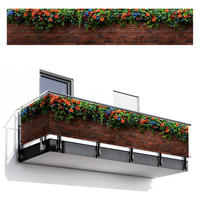 BALKON-SICHTSCHUTZ Blumen - Wand - Grün - Orange - Rotbraun, Kunststoff (500/100cm) - MuchoWow