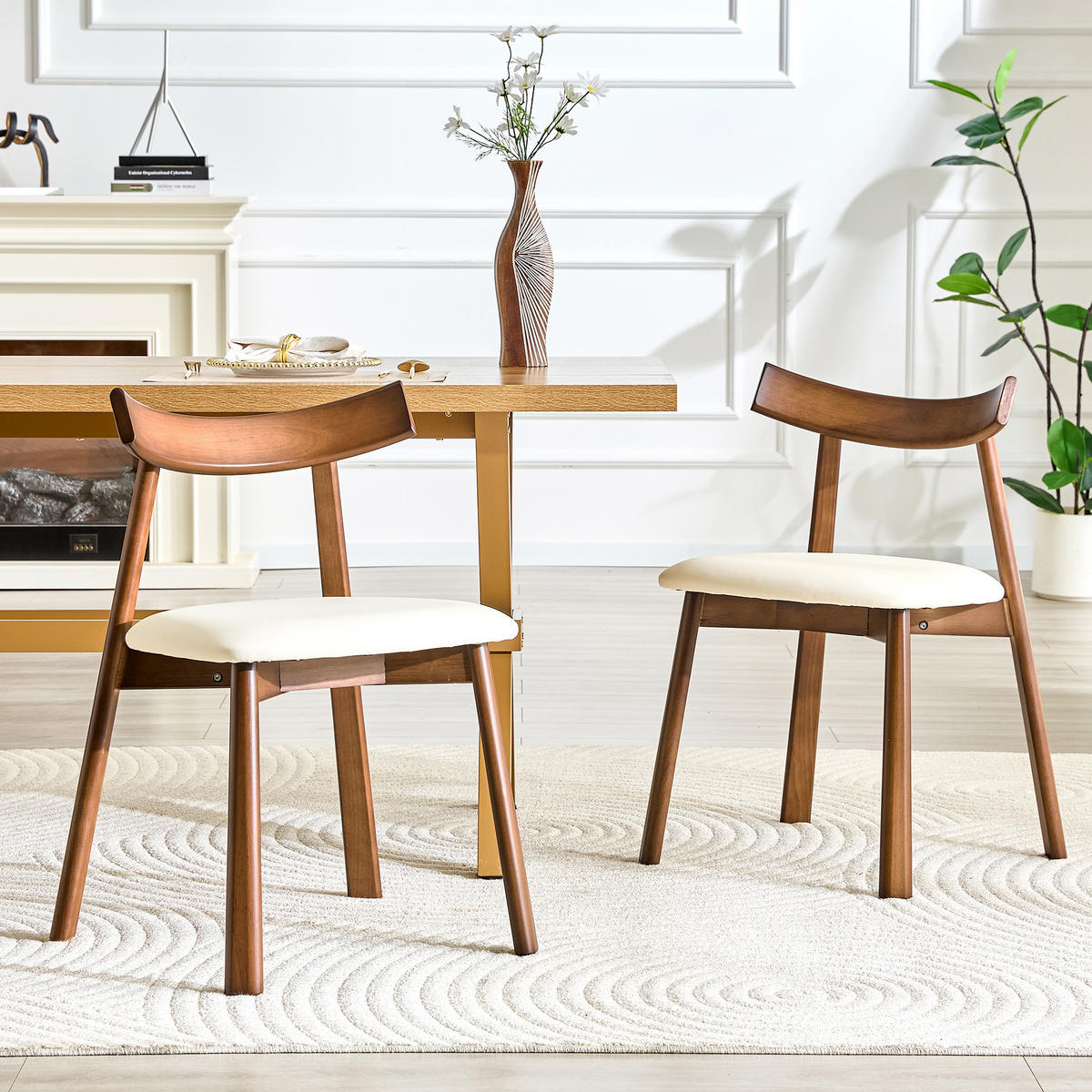 STUHL-SET DE-36709 2 Stück mit Holzgestell und gepolsterter Sitzfläche Weiß - Weiß, Holzwerkstoff (49/77.5/50cm) - ComfortXL