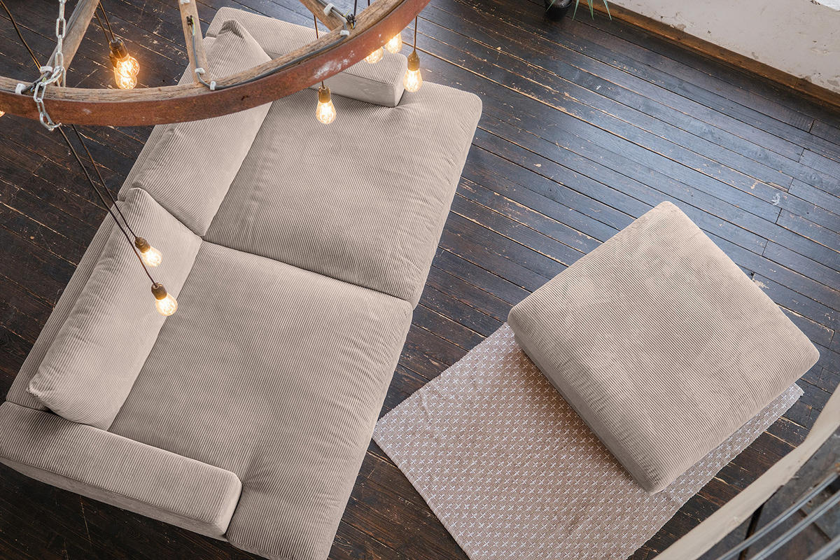 BIG SOFA-SET 6-TLG MADELINE Taupe Cord - Taupe/Schwarz, Kunststoff/Textil (290/85/170cm) - KAWOLA